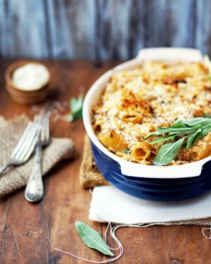 Creamy Baked Rigatoni With Butternut Squash & Goat Cheese