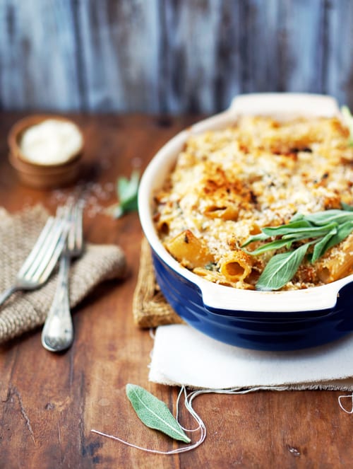 Creamy Baked Rigatoni With Butternut Squash & Goat Cheese

