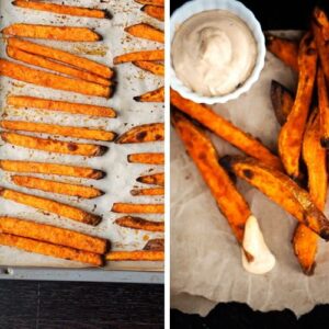 crispy baked yam fries with chipotle aioli.