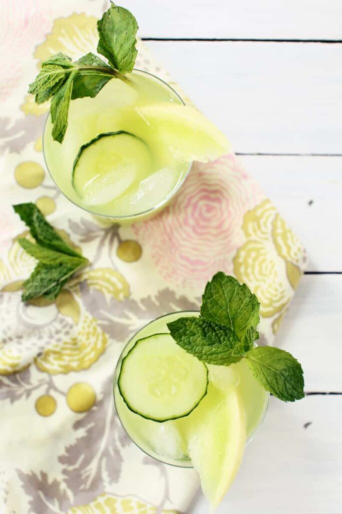 Two glasses of cucumber mint cooler
