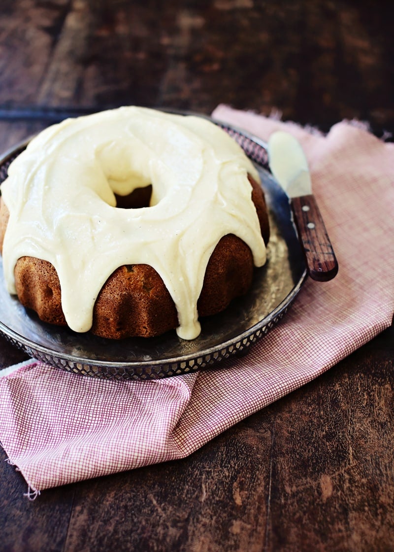 Chai apple cake with cream cheese frosting. 