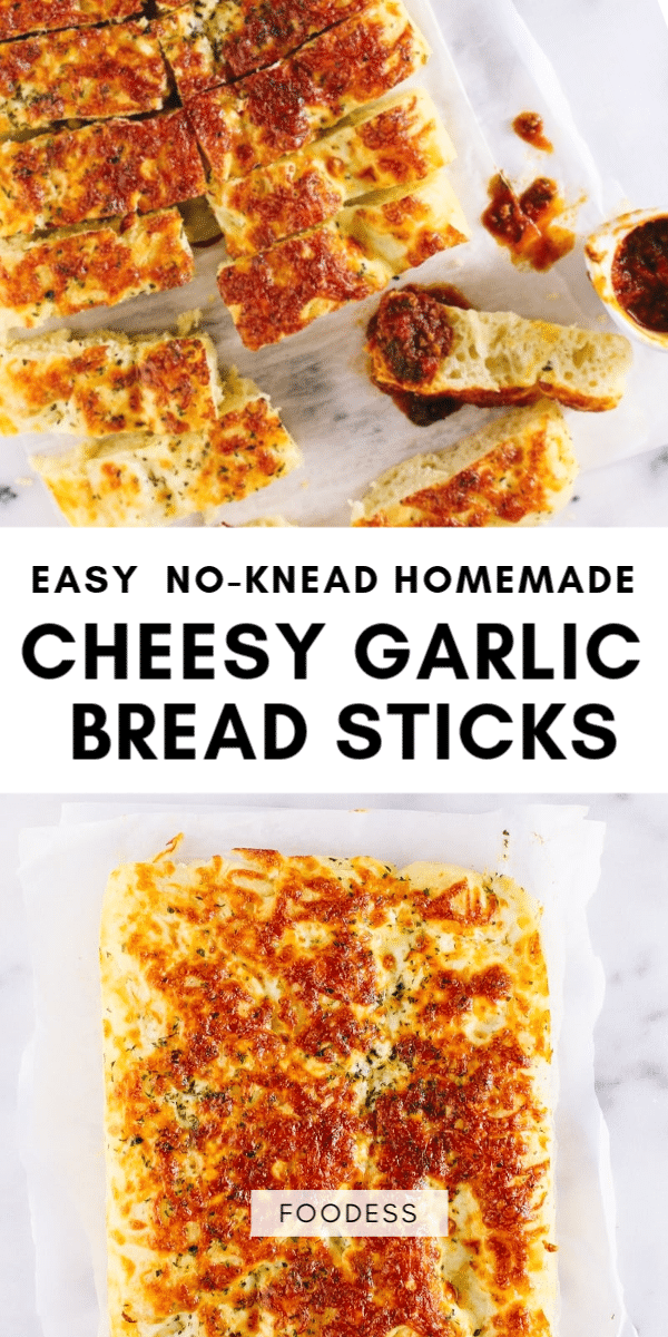 No-Knead Cheesy Garlic Bread Fingers Recipe - Foodess.com