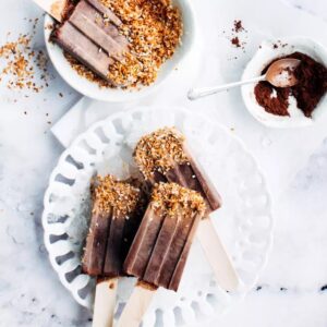 homemade fudgesicles sprinkled with coconut