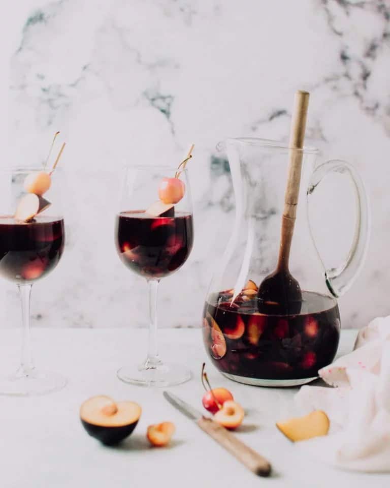 This easy Red Stone Fruit Sangria drink recipe is juicy, sweet, delicious, and an absolute summer favourite. It’s the best alcoholic cocktail drink recipe to serve at a party and will be perfect for a crowd