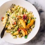 Couscous salad with a fork.