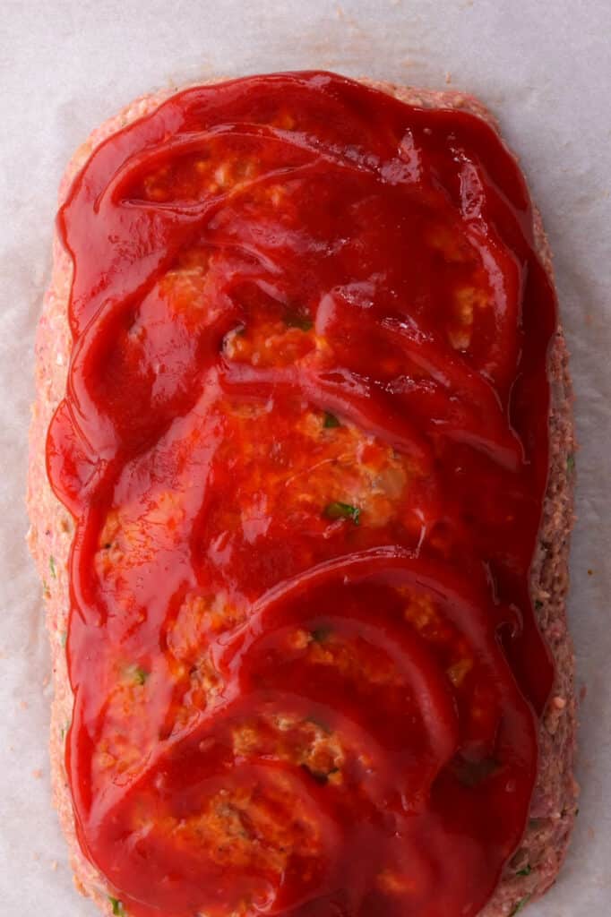 meatloaf covered with ketchup