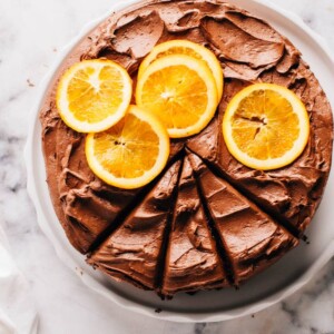 Moist Chocolate Orange Cake with Slices Cut