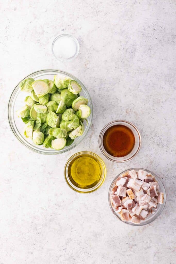 Key ingredients: brussel sprouts, maple syrup, olive oil and bacon