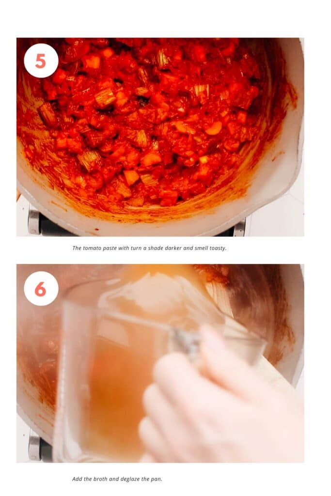 The 3rd steps of making beef vegetable soup in a collage.