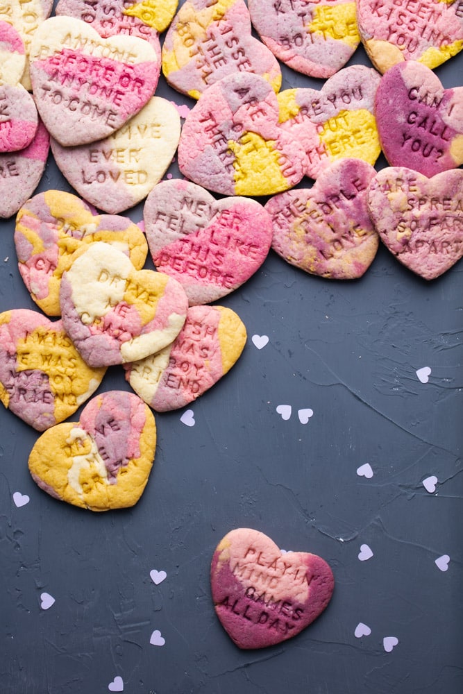 stacked valentine's conversation sugar cookies