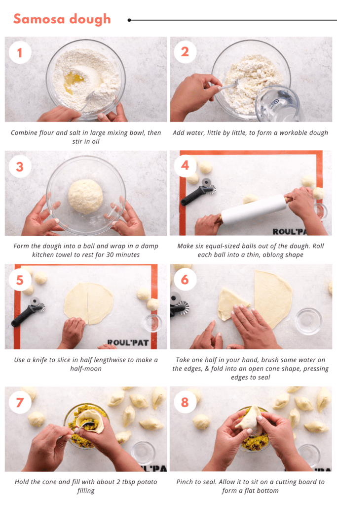 Step-by-step instructions for samosa dough preparation