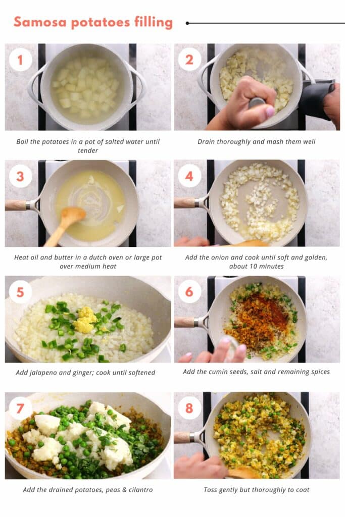 Easy-to-follow step-by-step instructions for samosa potatoes filling
