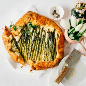Asparagus Puff Pastry Tart with a slice out