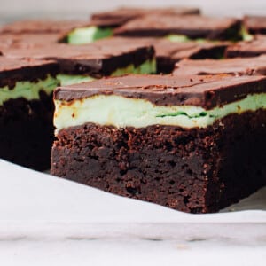 Green Brownies Dessert closeup photo for St. Patricks Day