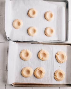 Baked cookies on parchment paper.