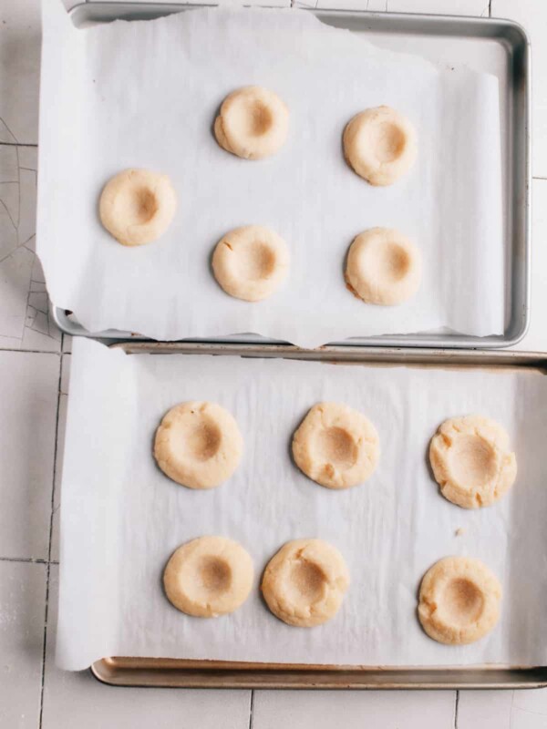Baked cookies on parchment paper.