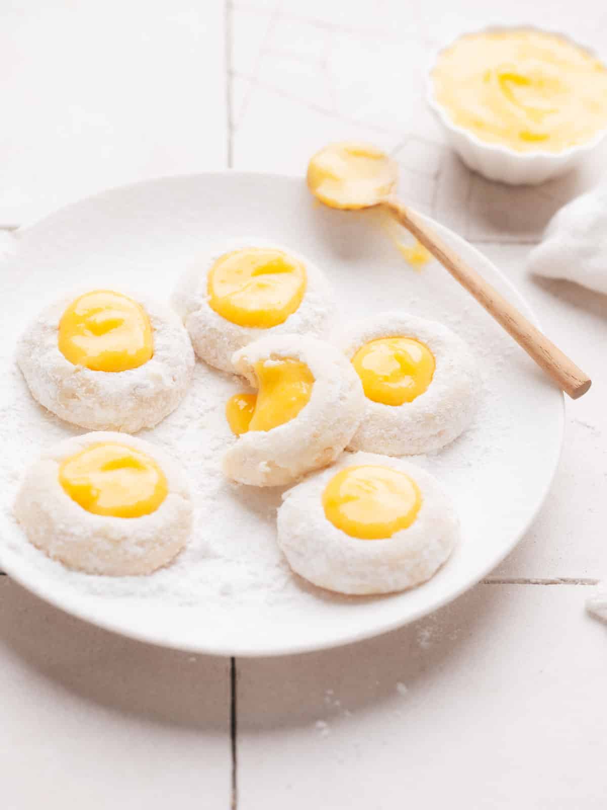 Lemon Curd Cookies on a plate.