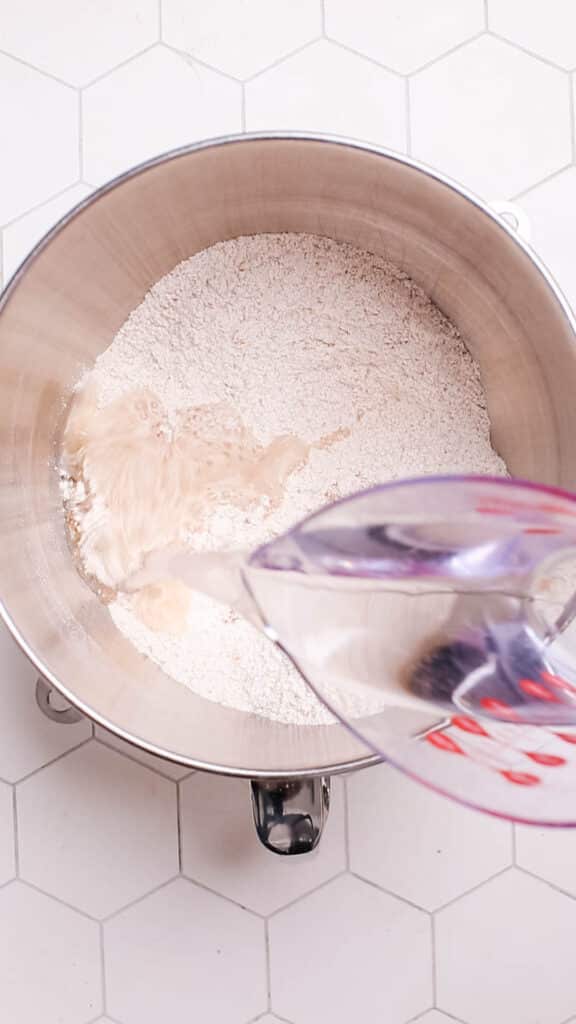 Adding water in flour