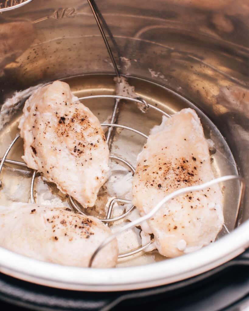 Frozen Chicken cooked in the instant pot.