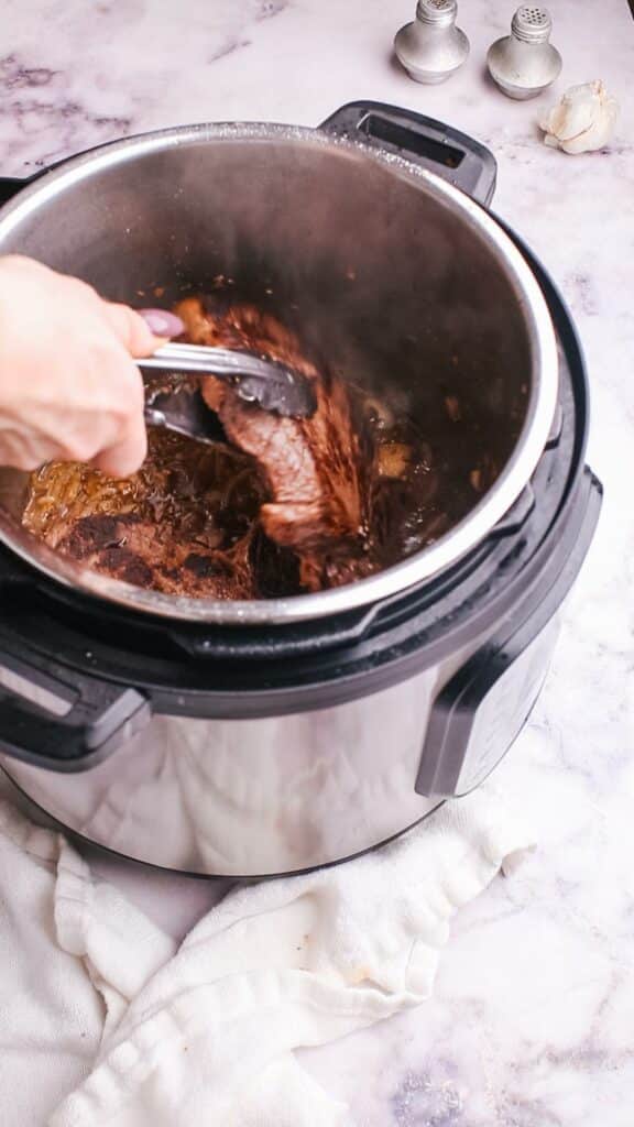 taking out steak from instant pot