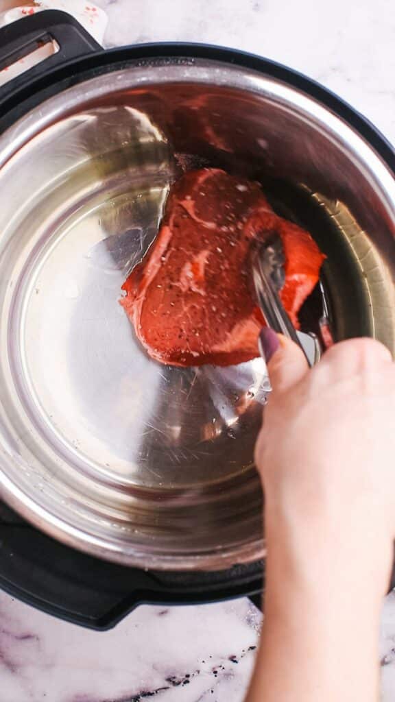 searing the steak
