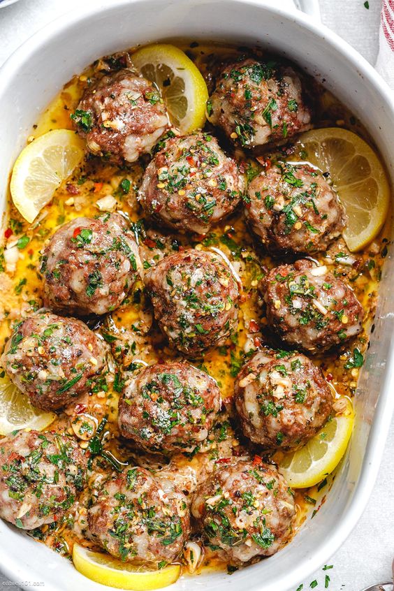 Turkey Meatballs In Lemon-Butter Garlic Sauce