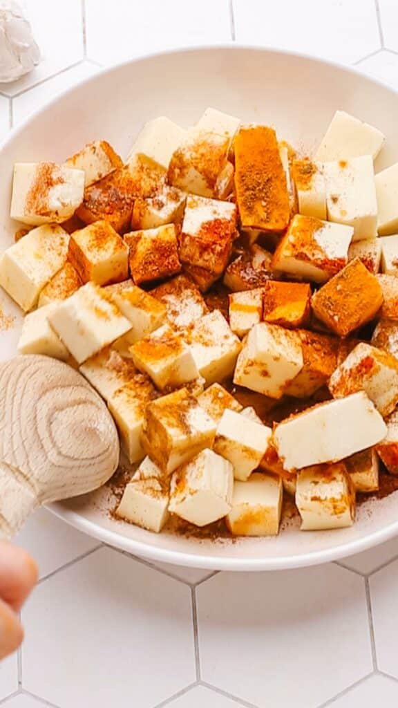 adding other spices in paneer