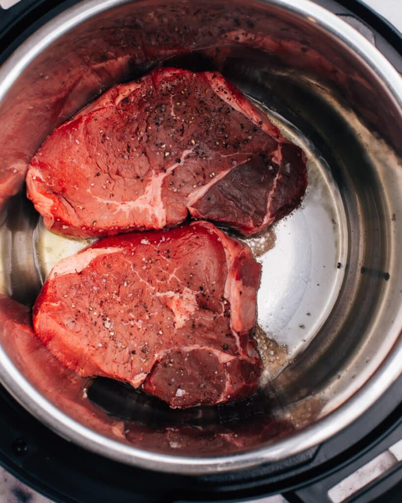 Searing steak in instant pot.