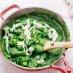 Palak Paneer with cream topping