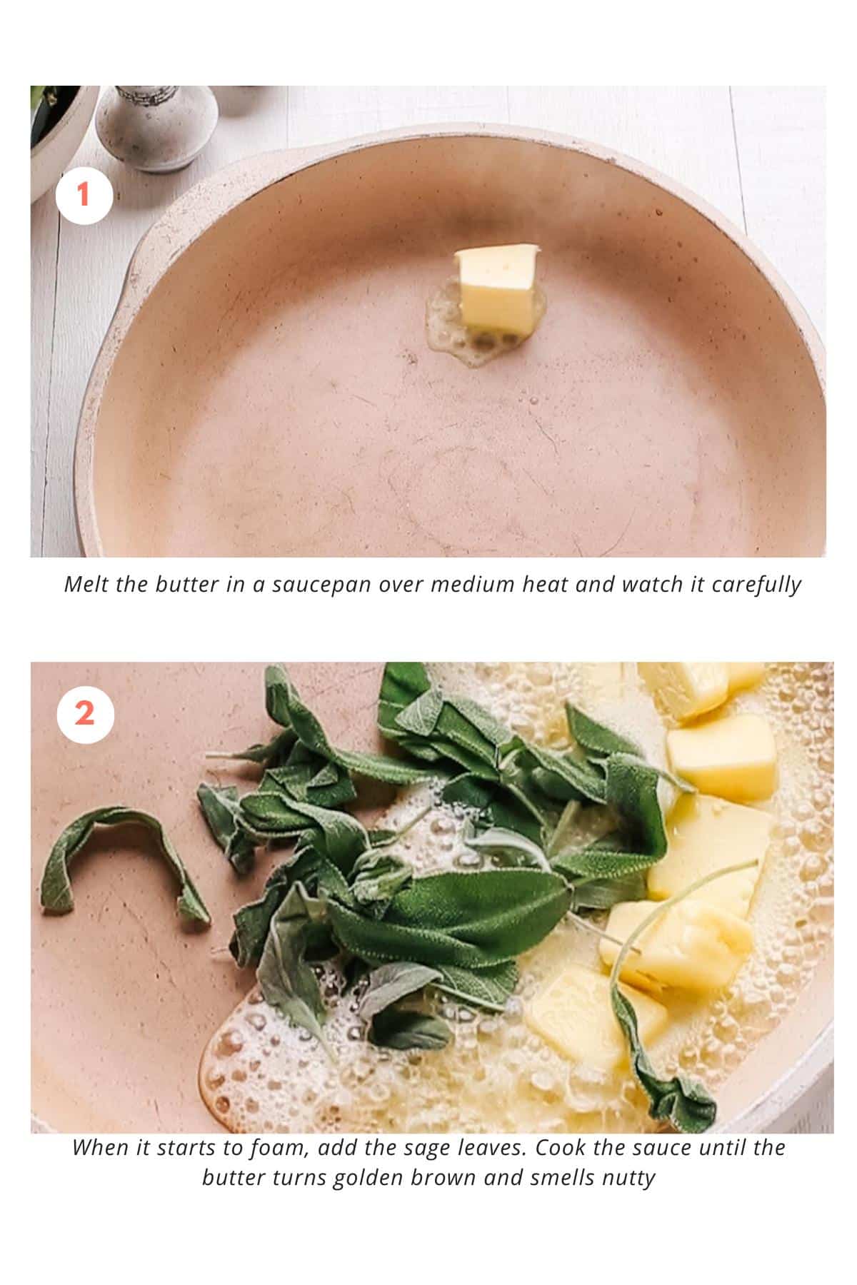 Add butter sage leaves in pan