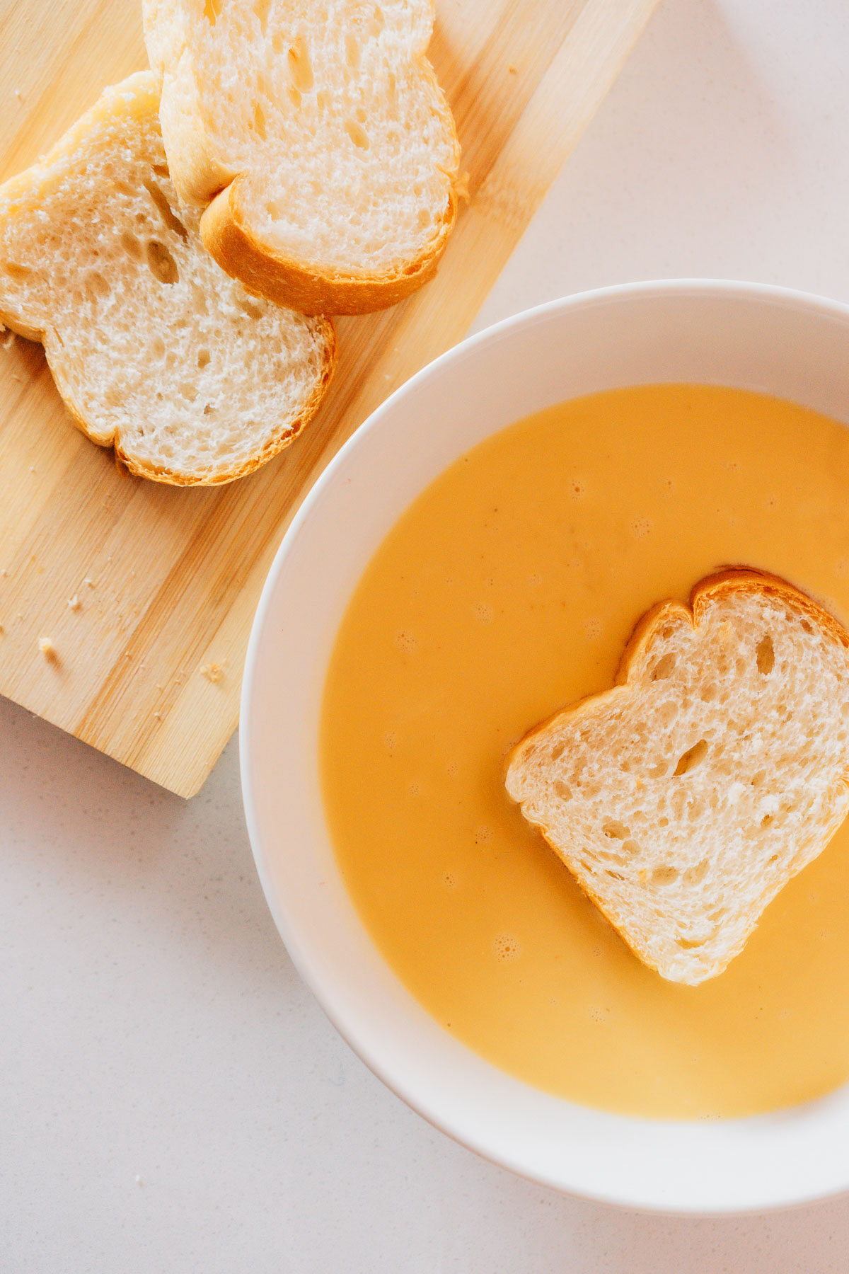 Steps of making french toast.