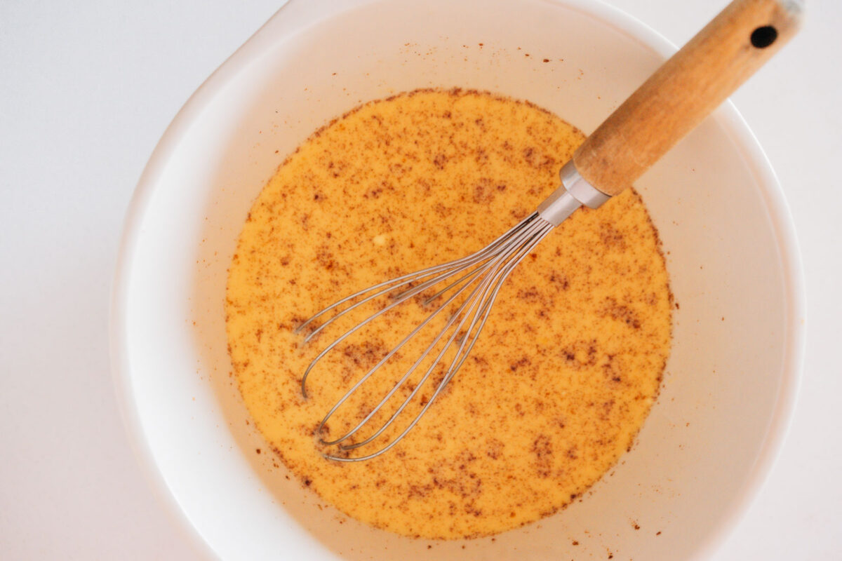 Steps of making french toast bake. 