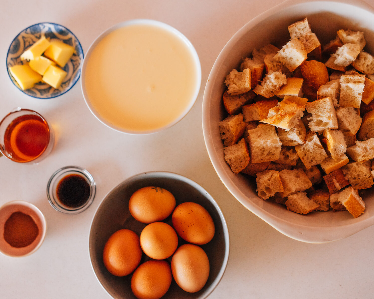 Ingredients for french toast casserole recipe.
