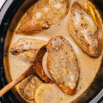 Crock Pot Garlic Parmesan Chicken in the slow cooker crockpot insert.