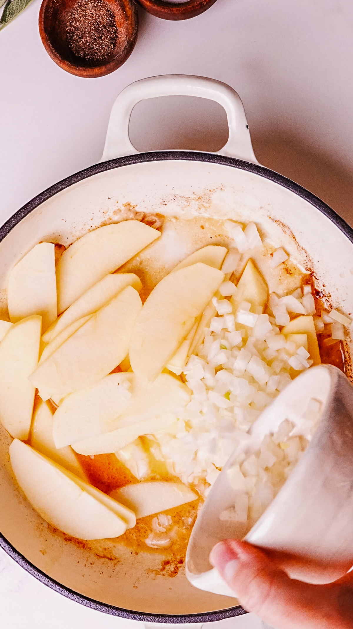 Steps of making Pork Chops with Apples Recipe.