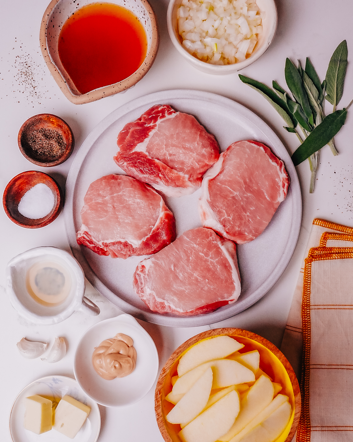 Pork Chops with Apples Ingredients.