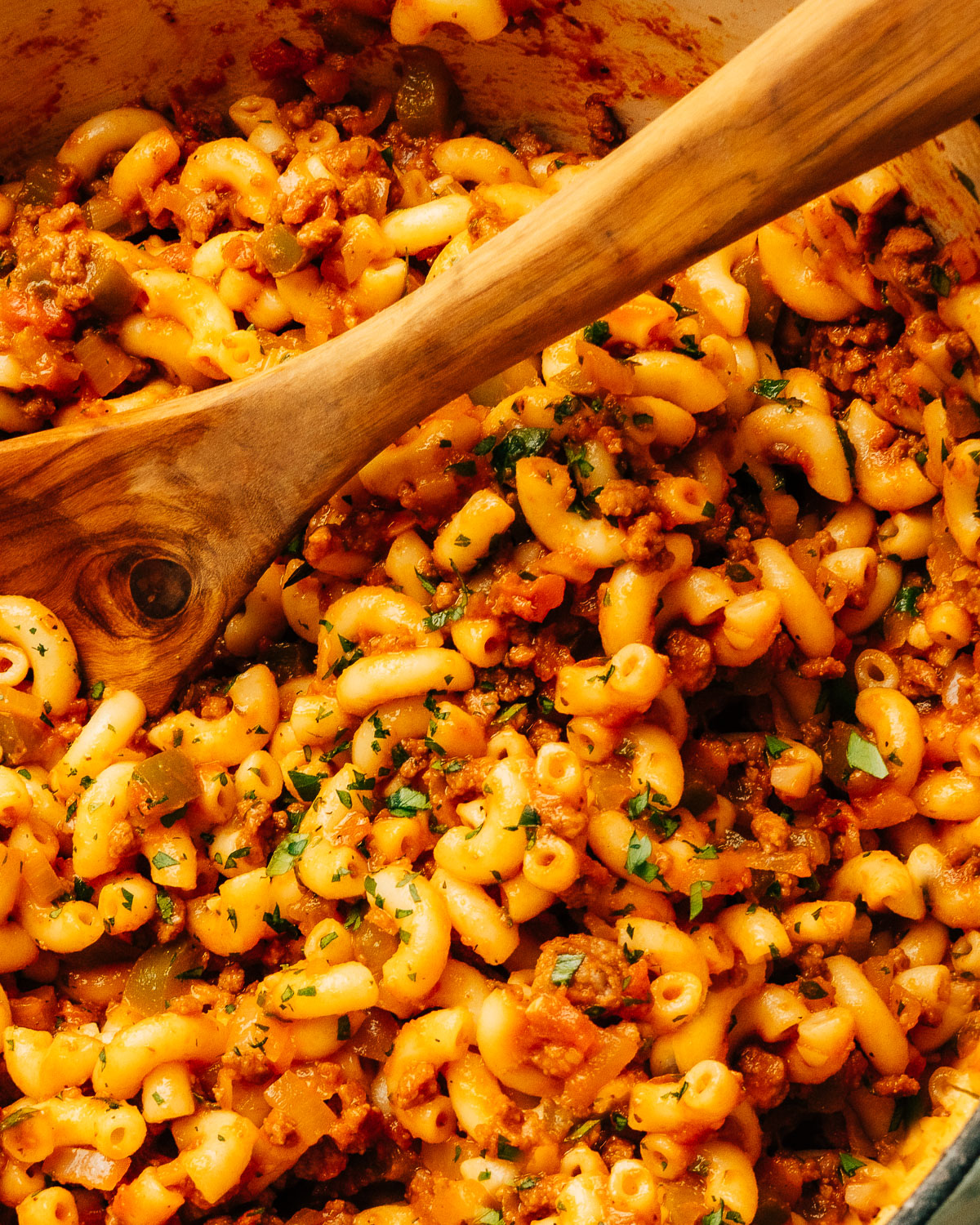 Close up photo of American Chop Suey.