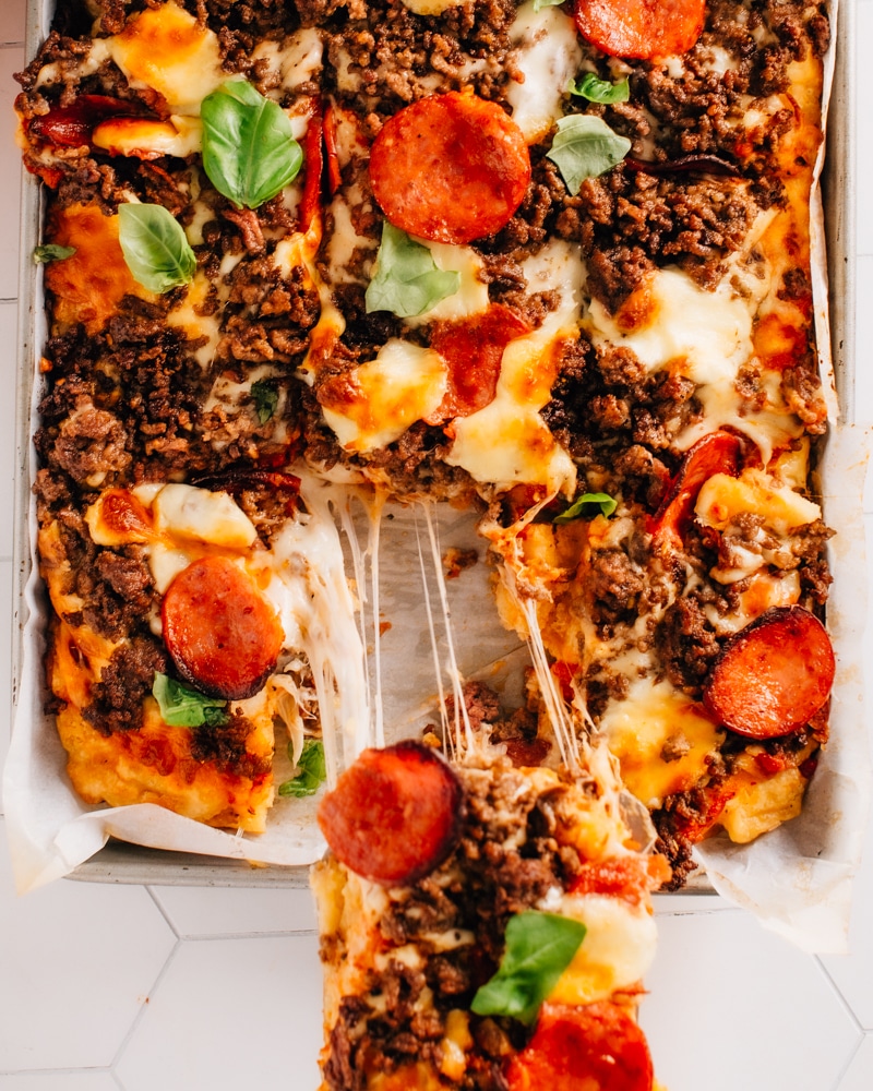 Biscuit dough pizza.
