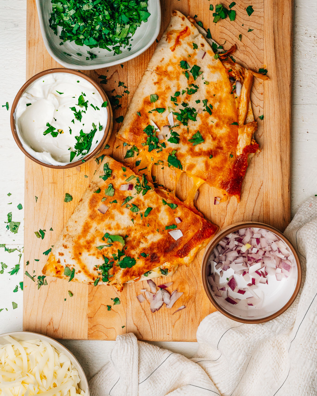 Finished chicken quesadilla.