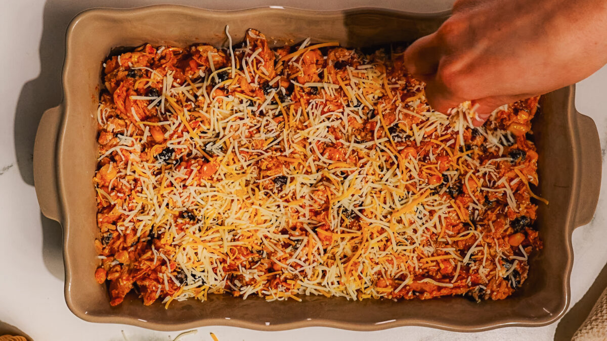 Steps of making Mexican Chicken Casserole Recipe in a gallery.