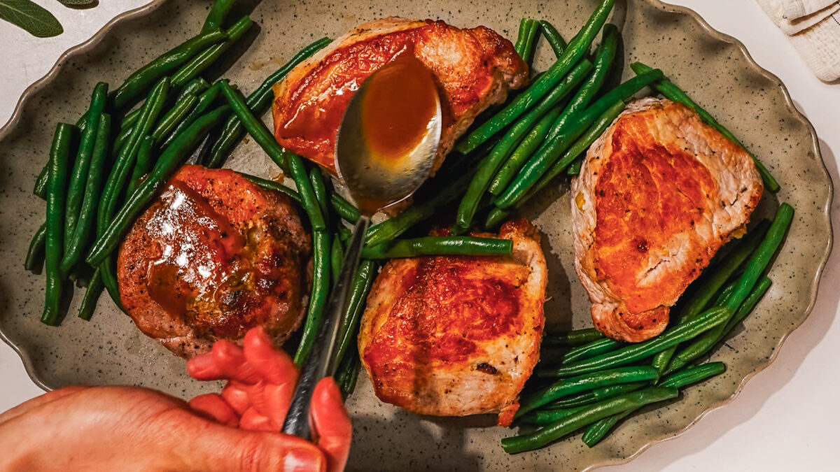 Steps of making Stuffed Pork Chops recipe.