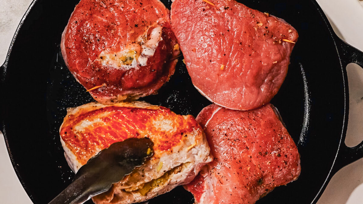 Steps of making Stuffed Pork Chops recipe.