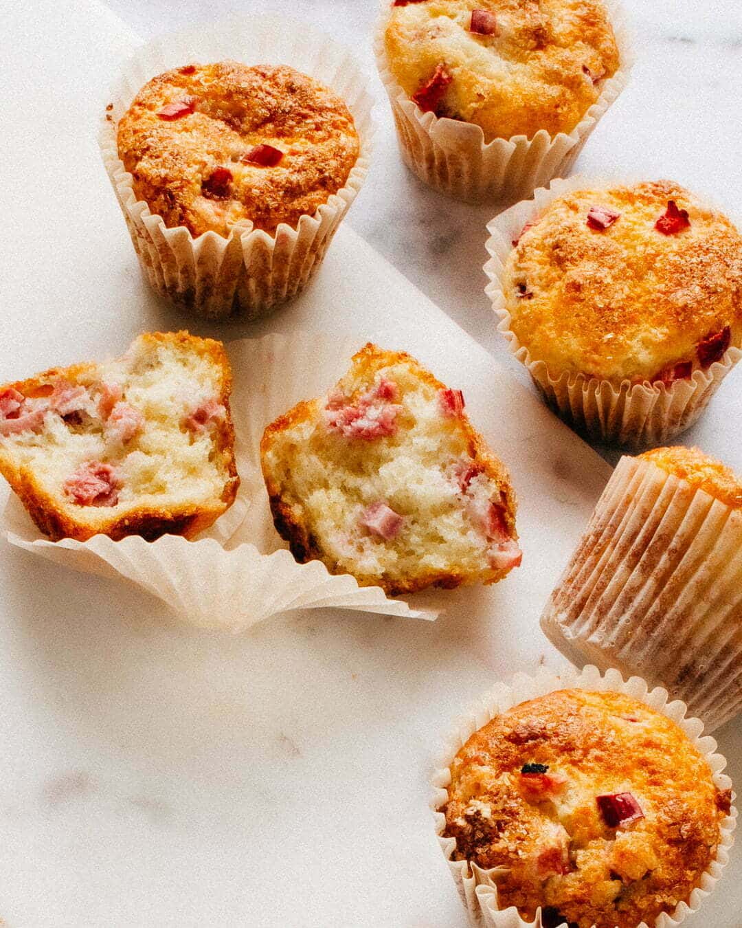 Healthy Rhubarb Muffins With Greek Yogurt