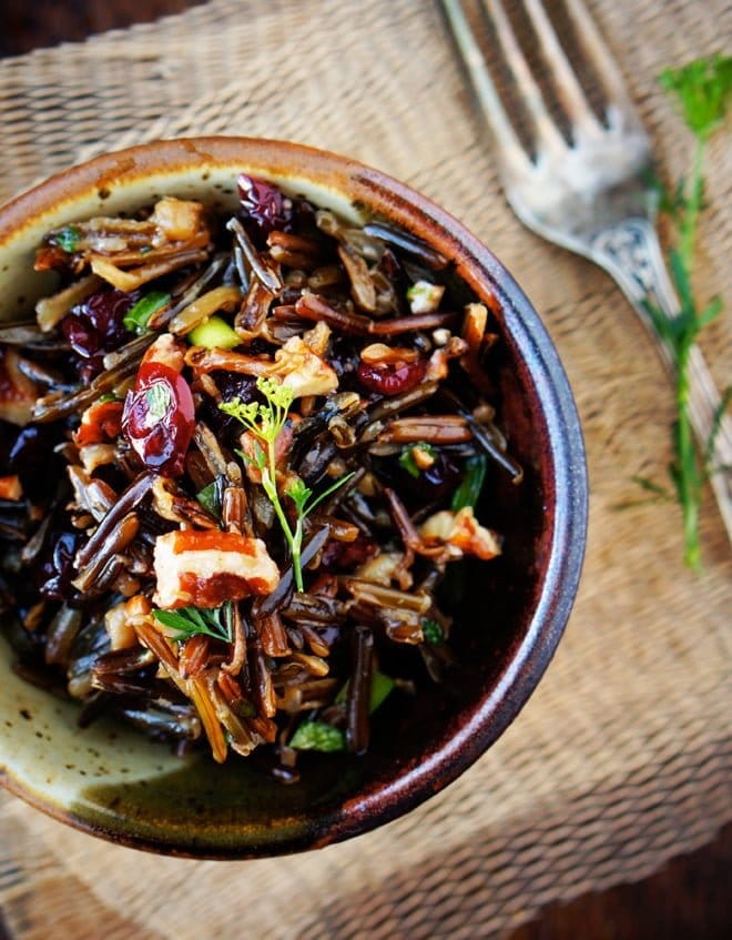Wild Rice Salad with Pecans and Cranberries