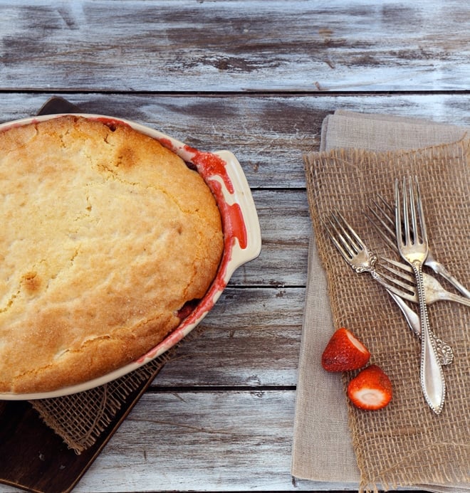 Strawberry Rhubarb Pudding Cake