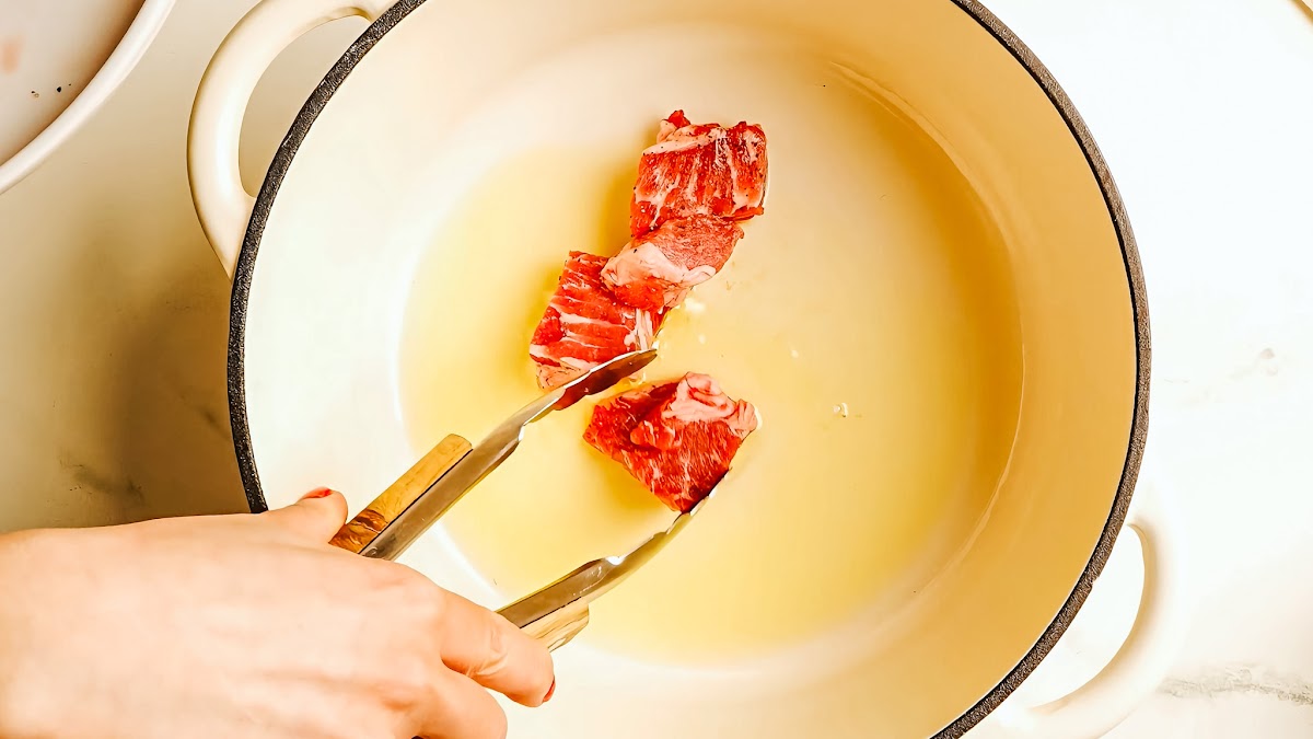 Pork stew recipe steps.