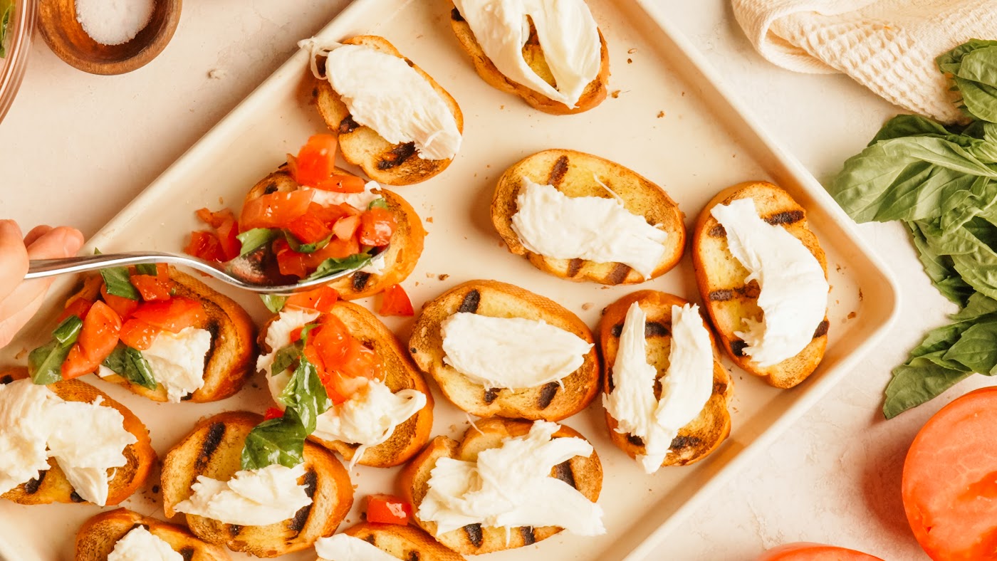 Bruschetta with Mozzarella recipe steps.