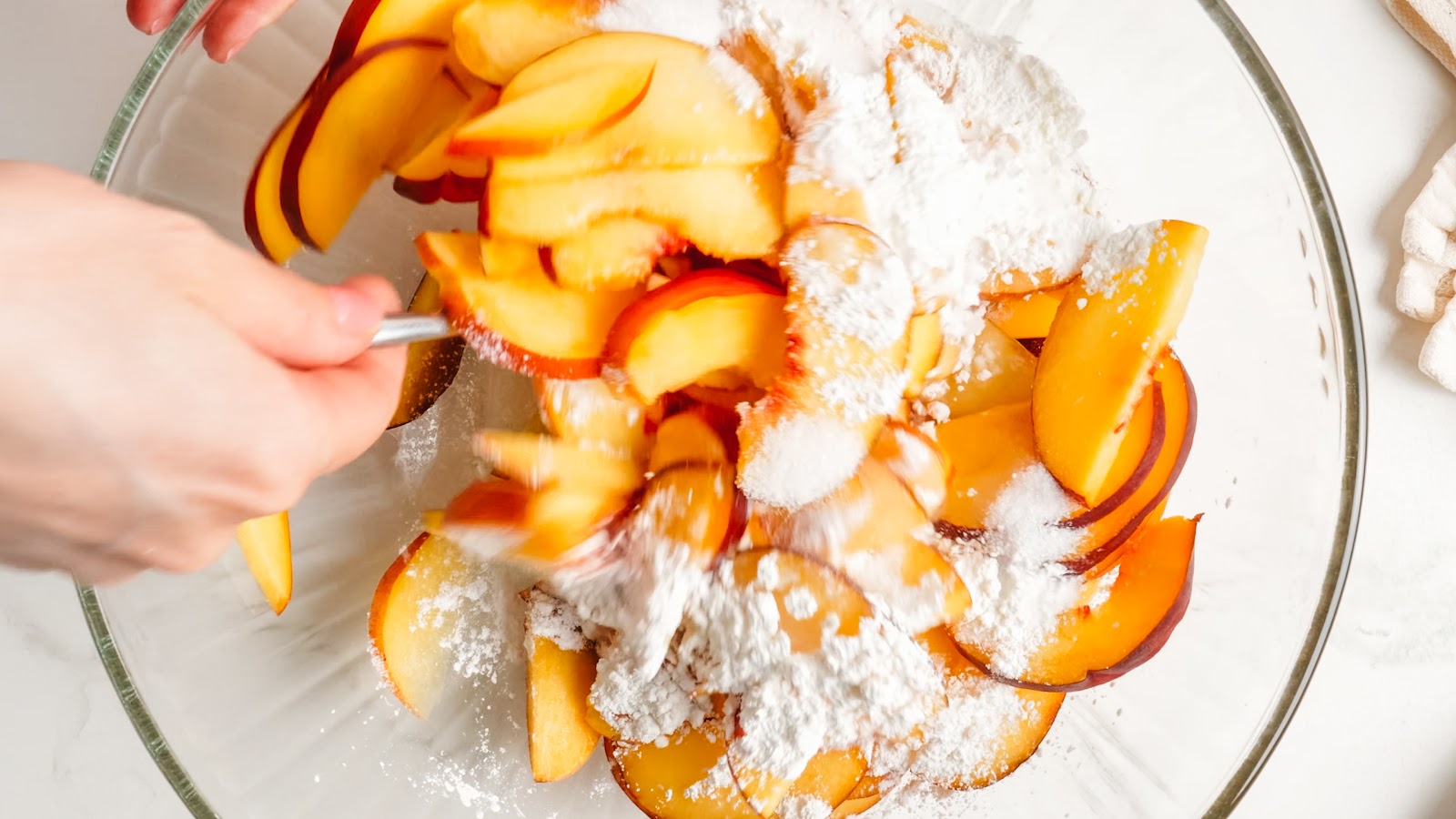 Peach crumble recipe steps.